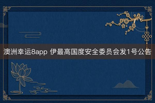 澳洲幸運(yùn)8app 伊最高國度安全委員會發(fā)1號公告